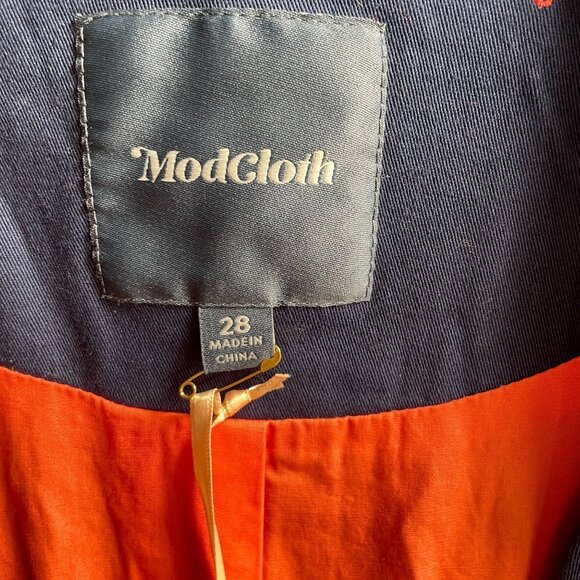 Modcloth‎ Embroidered Blazer Jacket Womens Plus 28 Navy Blue Umbrellas Novelty - Picture 10 of 14